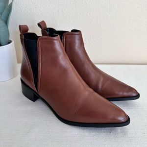 Fabianelli Brown Leather Pointed Toe Heeled Pull On Ankle Booties Women’s 9